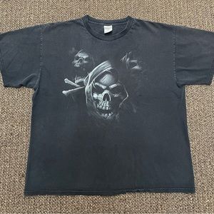 Vintage 2000s Grim Reaper Gothic Metal Head Tshirt Size XL